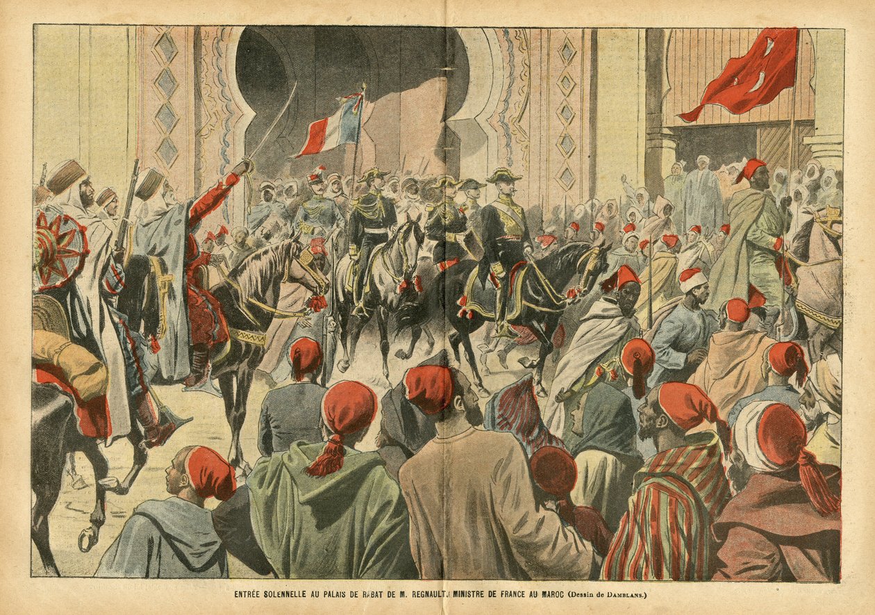 Eugene Damblans (1865-1945) in Le Pelerin, 20/10/07 - 法国驻摩洛哥公使Regnault先生庄严地进入拉巴特宫 - 殖民化 殖民主义, 建筑 Urbanisme, 摩洛哥, 正式访问 - Regnault Euge 作者 尤金·丹布拉斯