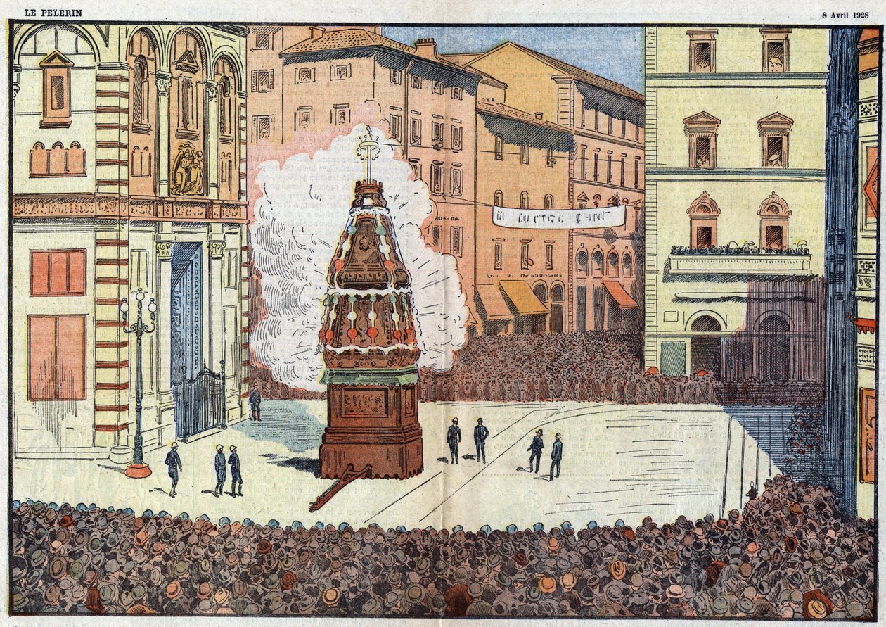 Scoppio del Carro (explosion of the cart) folk event of the city of Florence - illustration by Damlans of April 1928 作者 尤金·丹布拉斯