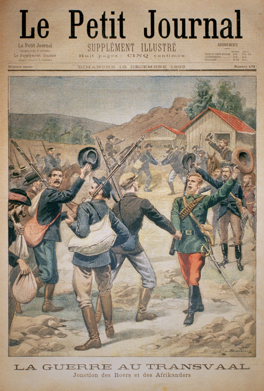 德兰士瓦战争：波尔斯和Afrikaners的联盟，Le Petit Journal的封面，1899年12月10日 作者 尤金·丹布拉斯
