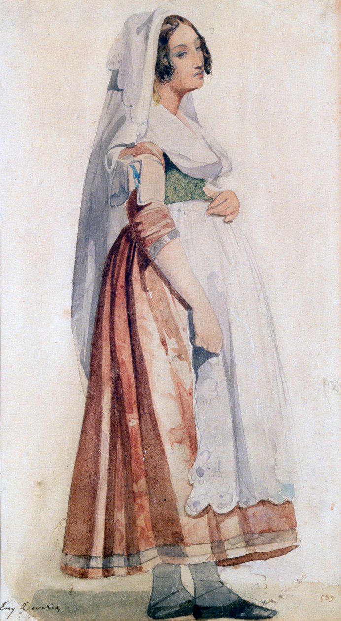 年轻的意大利人，c1825-1865 作者 尤金·德瓦里亚（Eugene Deveria）