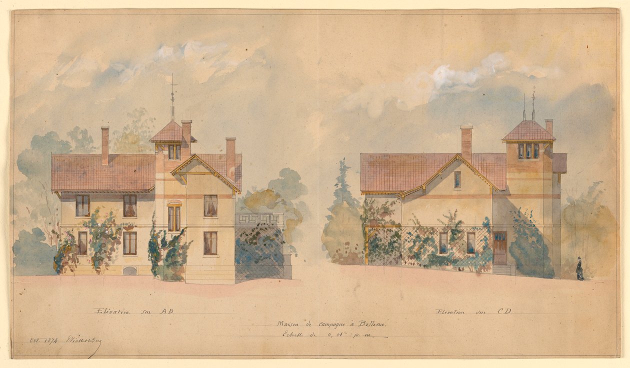 P.J. 赫策尔住宅建筑项目 作者 Eugene Emmanuel Viollet le Duc