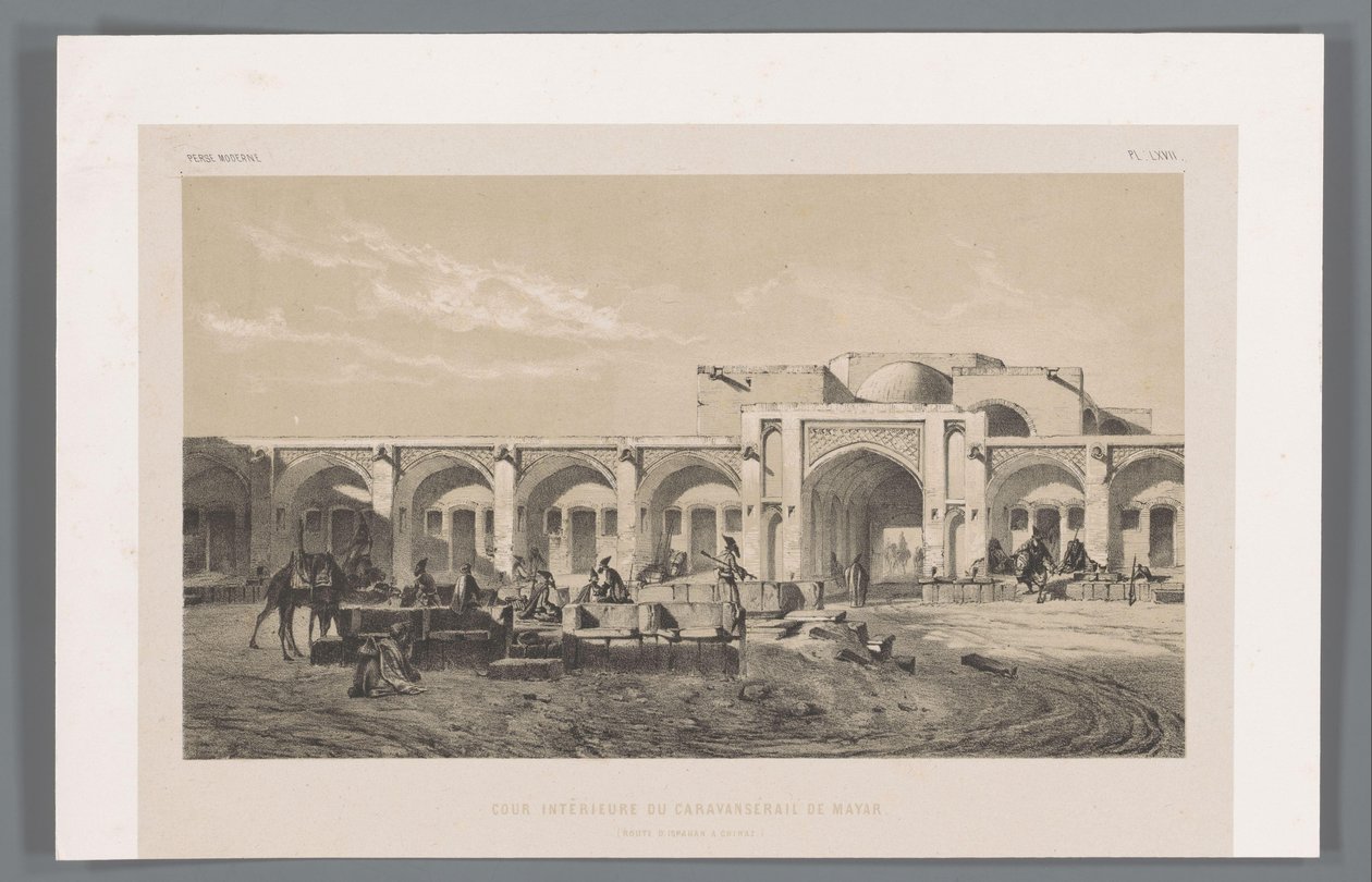 Mahyar 商队旅馆的庭院 Cour Interiore du caravanserail de Mayar (route d