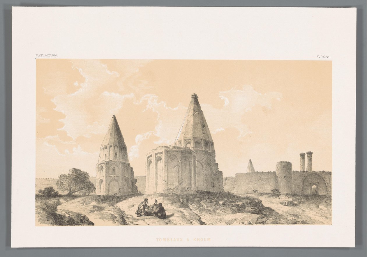 库姆的墓穴
库姆古墓（物品上的标题）
Perzische landschappen（系列名称）
Perse moderne（系列名称） 作者 尤金·弗兰丁