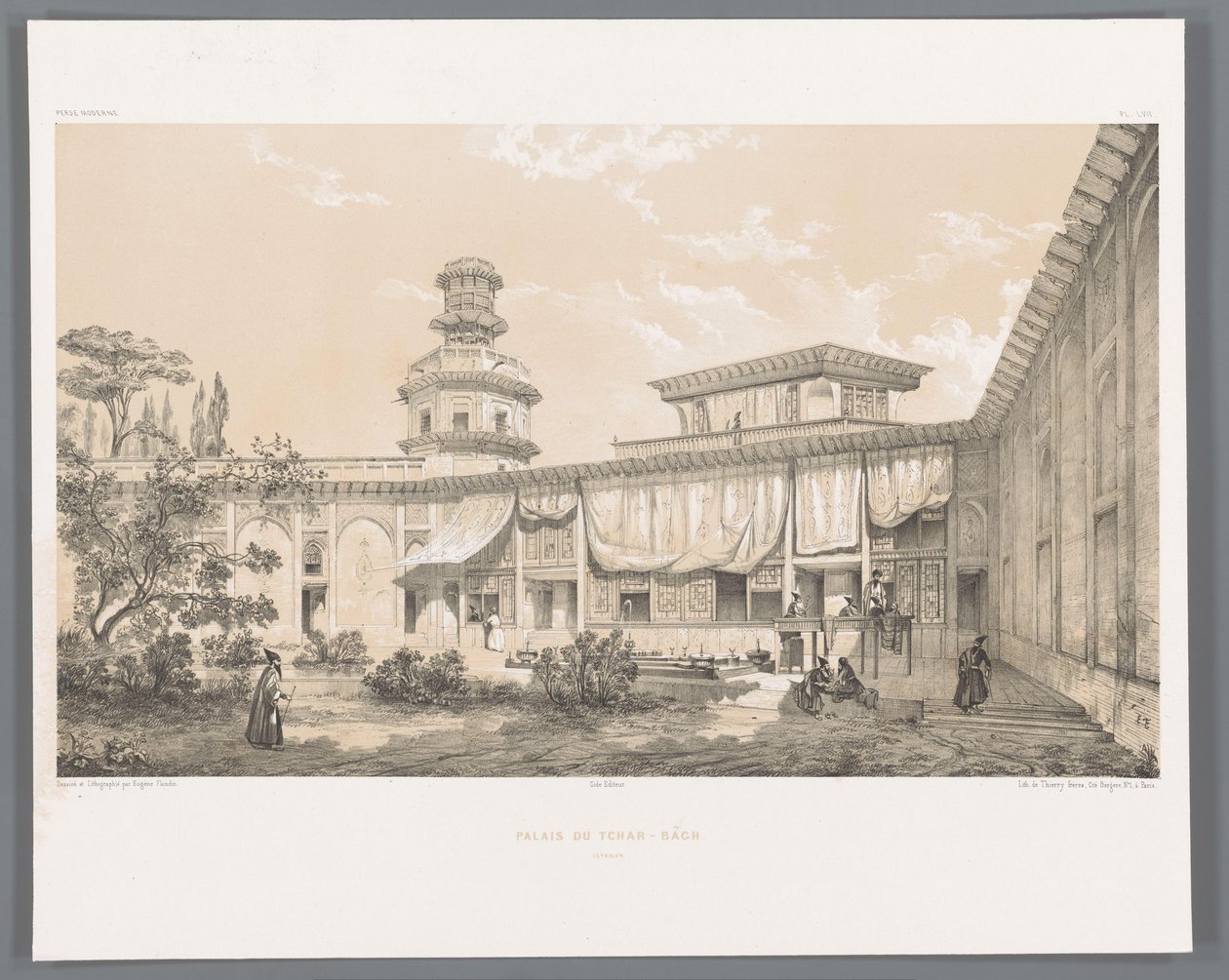 查尔巴格宫在伊斯法罕 Palais du Tchar-Bâch Ispahan（物体上的标题） 波斯风景（系列标题） Perse Modern（系列标题） 作者 尤金·弗兰丁