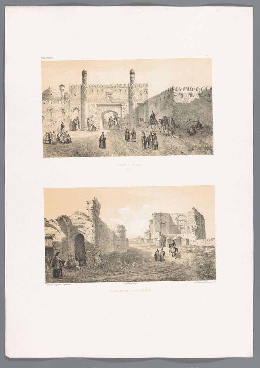 大不里士的两幅景观
Porte de ville（大不里士）（物上标题）
Restes du palais de Zobeïden（大不里士）（文物标题）
波斯风景（系列名称）
现代波斯（系列名称） 作者 尤金·弗兰丁