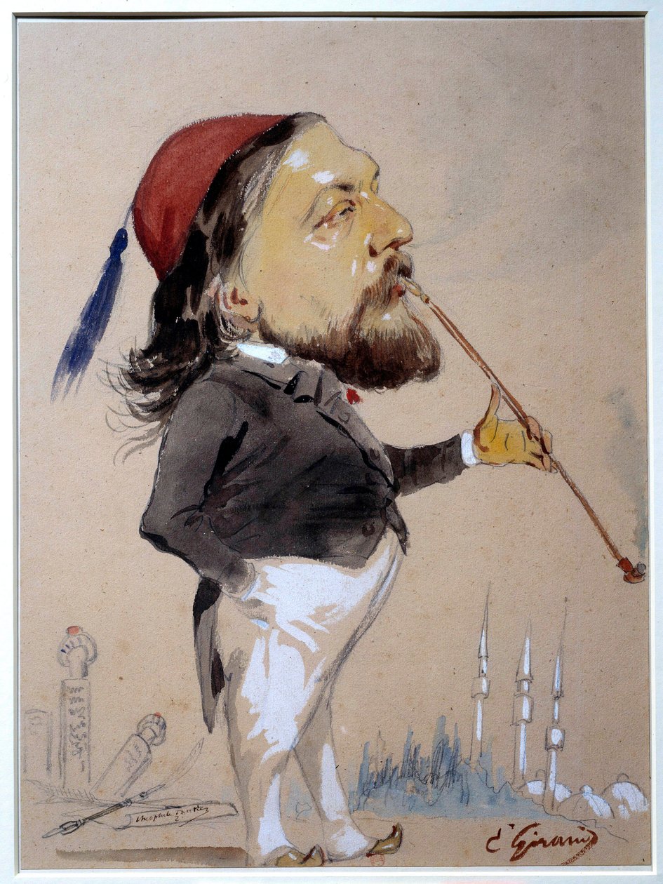 Theophile Gautier (1811-1872) 抽烟的肖像 尤金·吉罗 (Eugene Giraud) (1806-1881) 1862 年巴黎，B.N. 作者 尤金·吉罗（Eugene Giraud）