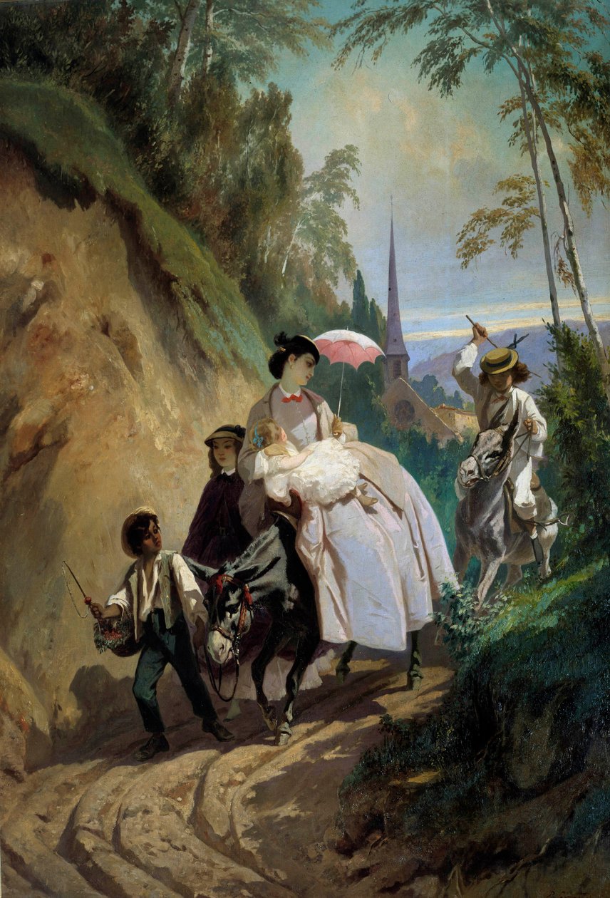 Walk a donkey to Montmorency Painting by Eugene Giraud (1806-1881) 19th century Paris, Decorative Arts 作者 尤金·吉罗（Eugene Giraud）
