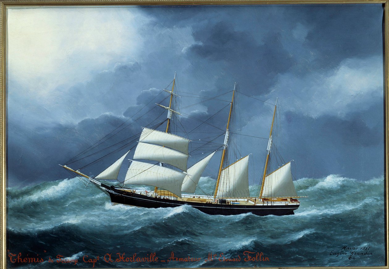 三块垫子：忒弥斯。 尤金·玛格丽特·格兰丁 (Eugene Margueritte-Grandin) 的绘画，尤金·格兰丁 (1833-1916) 作者 尤金·格兰丁
