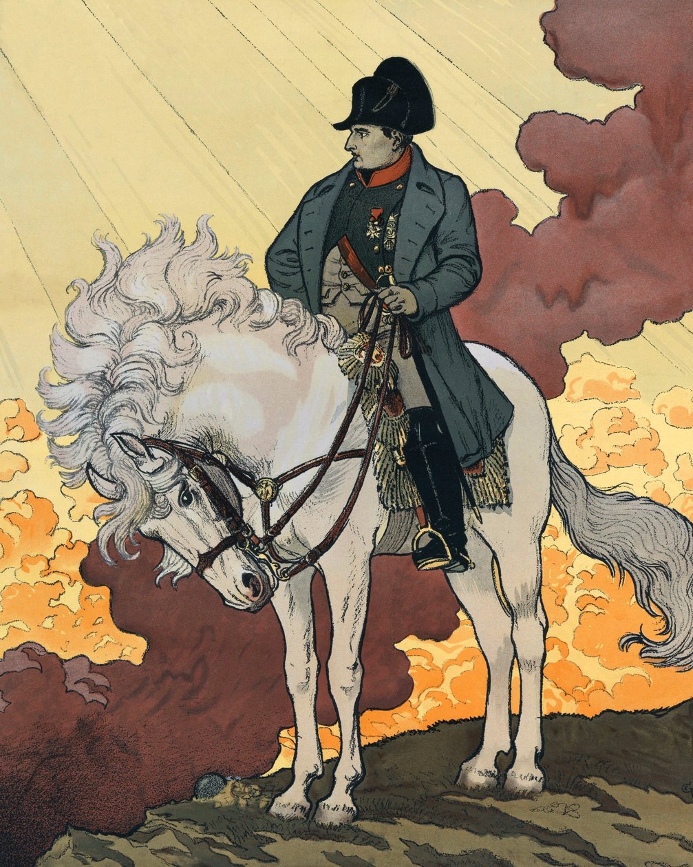 拿破仑一世-波拿巴（1769-1821）的新生活。1894年由尤金-塞缪尔-格拉塞（1845-1917）在 "世纪杂志 "上发表的石版画。私人收藏。 作者 尤金·格拉塞