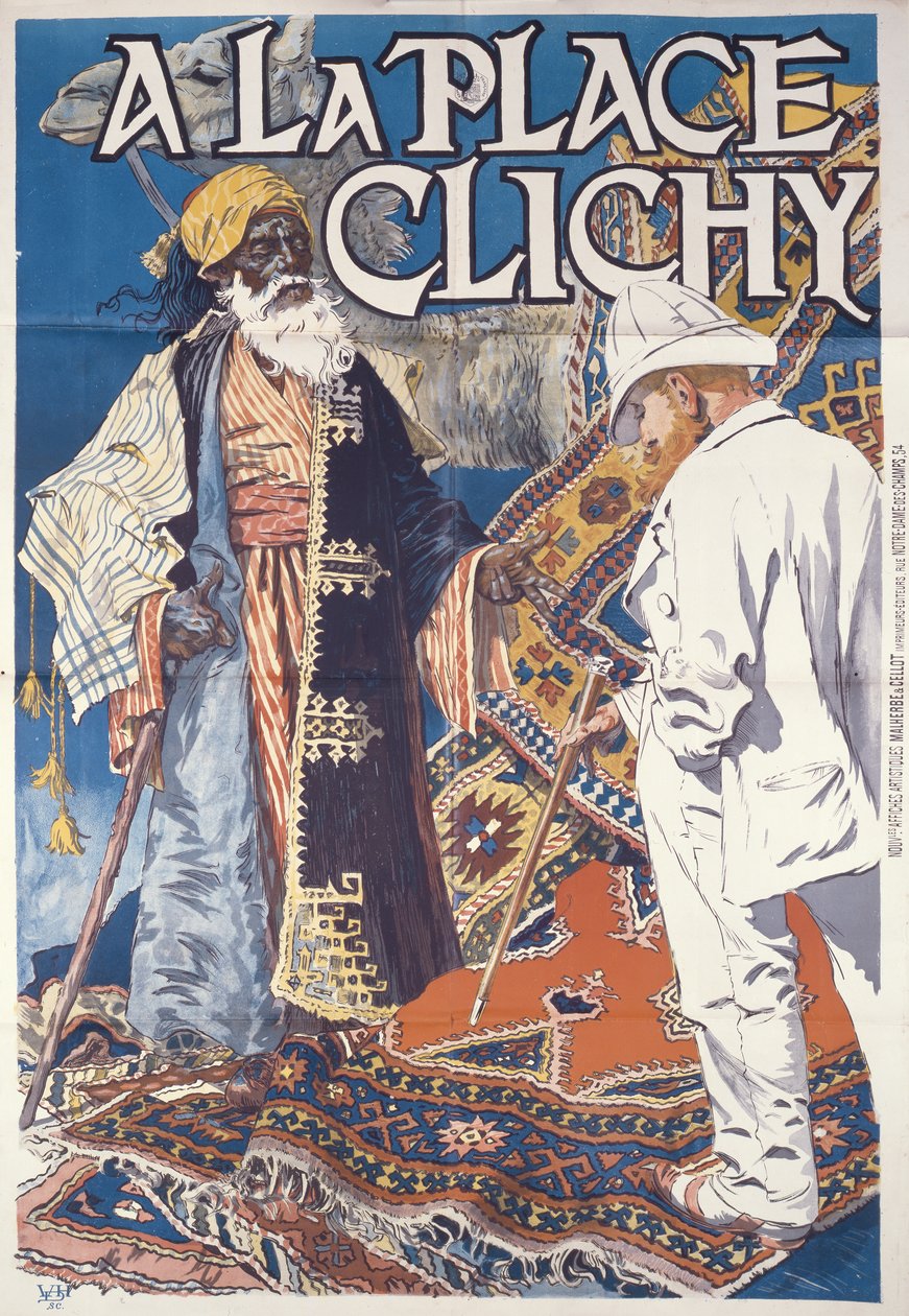 A la Place Clichy，c.1891（纸上彩色石版画） 作者 尤金·格拉塞