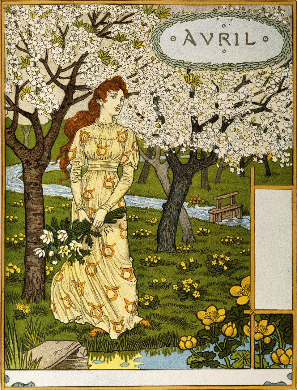 4月，来自美术画作《 Le Mois》的插图，1896年 作者 尤金·格拉塞