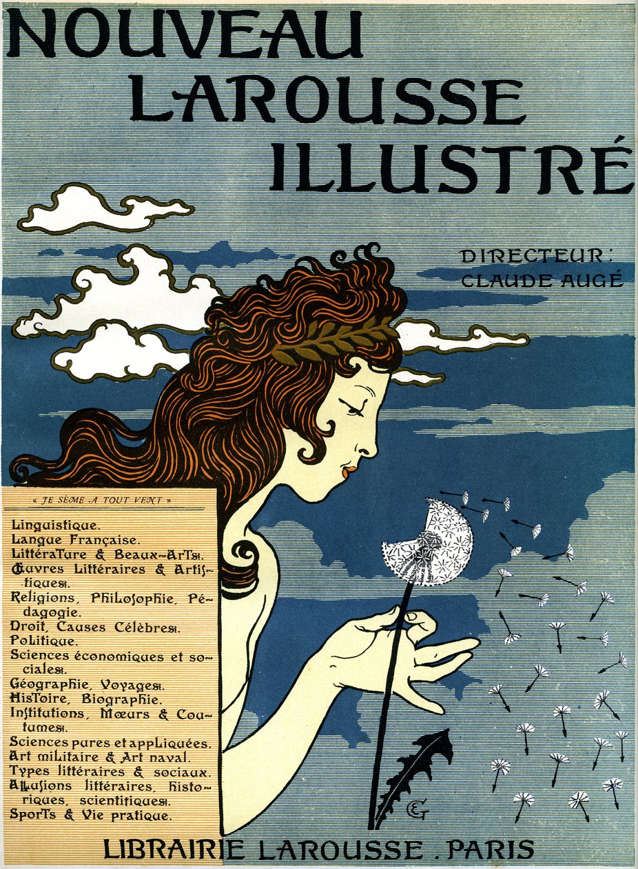 First page of Nouveau Larousse illustrious (dictionary in seven volumes published between 1897 and 1904 (engraving) 作者 尤金·格拉塞