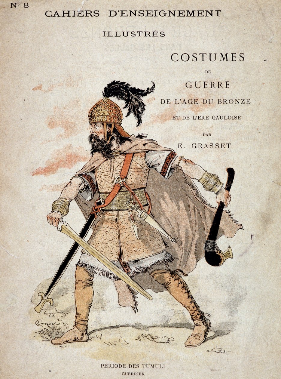图穆利时期的高卢武士--载于《Illustrous Teaching Cahiers，青铜时代和高卢时代的战争服饰》，编辑。Grasset。插图由尤金-塞缪尔-格拉塞（1841-1917）绘制。 作者 尤金·格拉塞