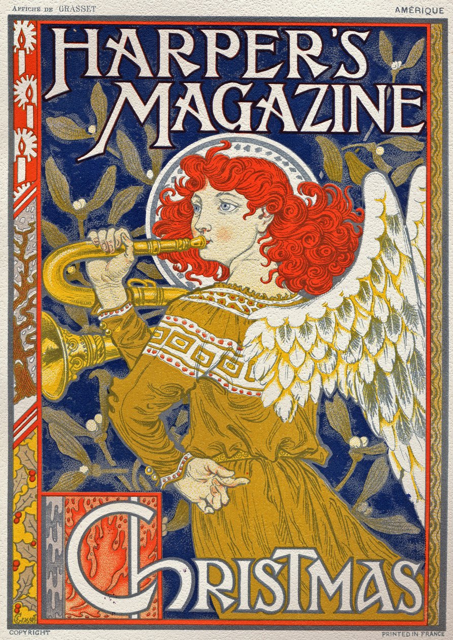 宗教。 圣诞天使。 Eugene Grasset 为美国 Harper