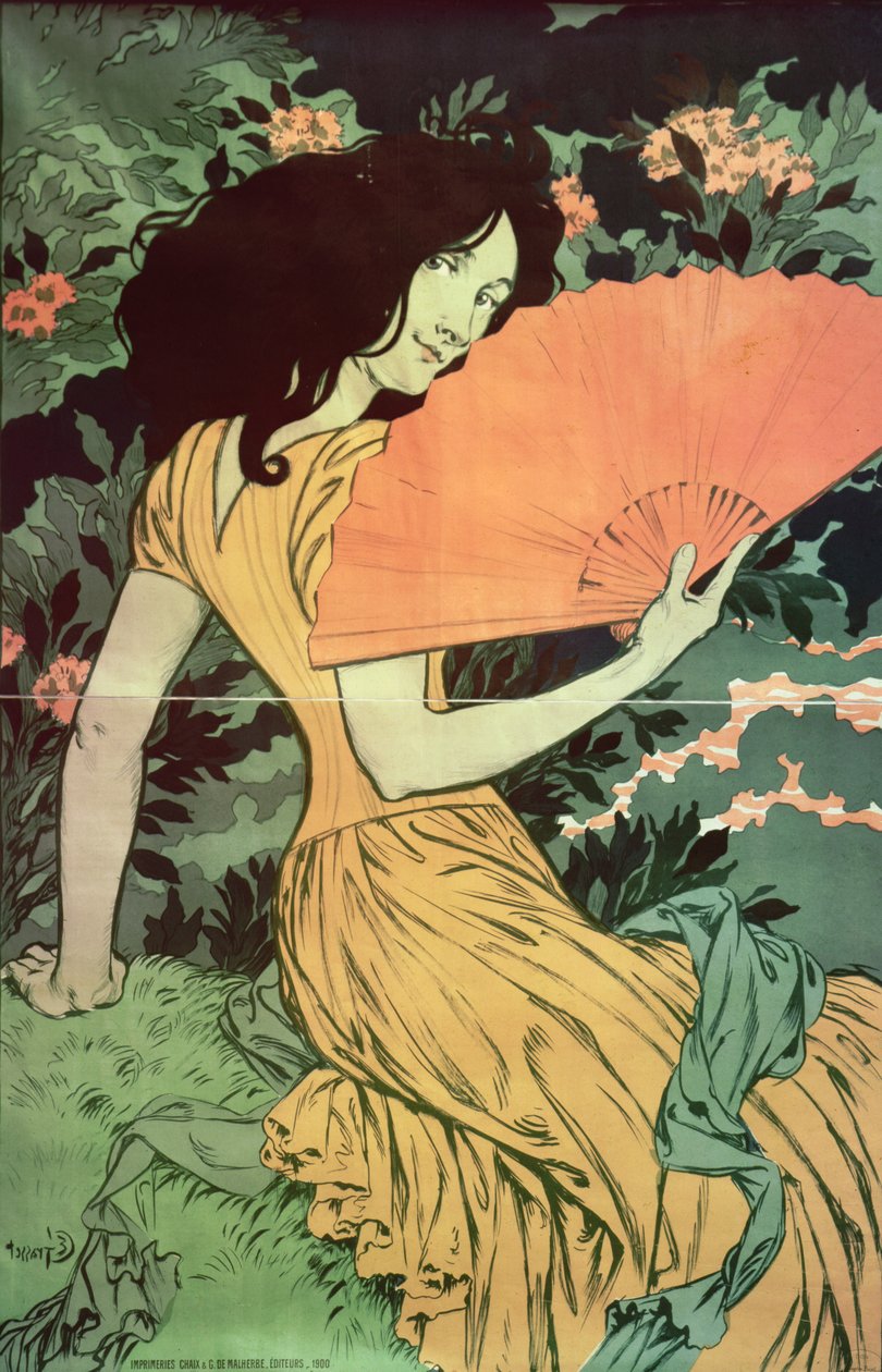 风扇的女人，1900年 作者 尤金·格拉塞