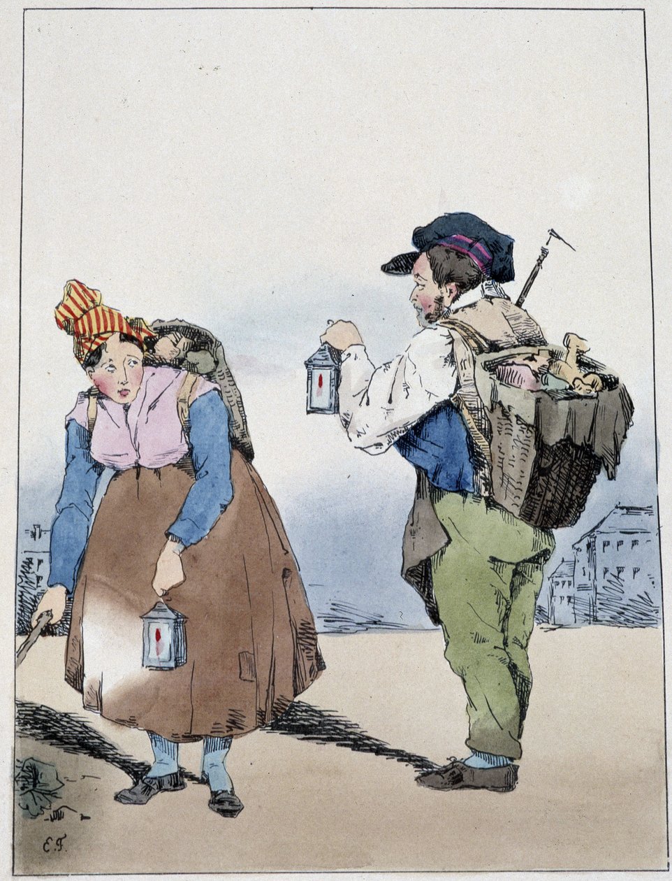 Lantern carrier, rue Mouffetard - in “” Souvenirs d