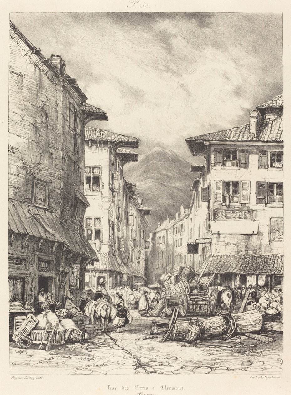 克莱蒙的Rue des Gras 作者 尤金·伊萨贝（Eugene Isabey）
