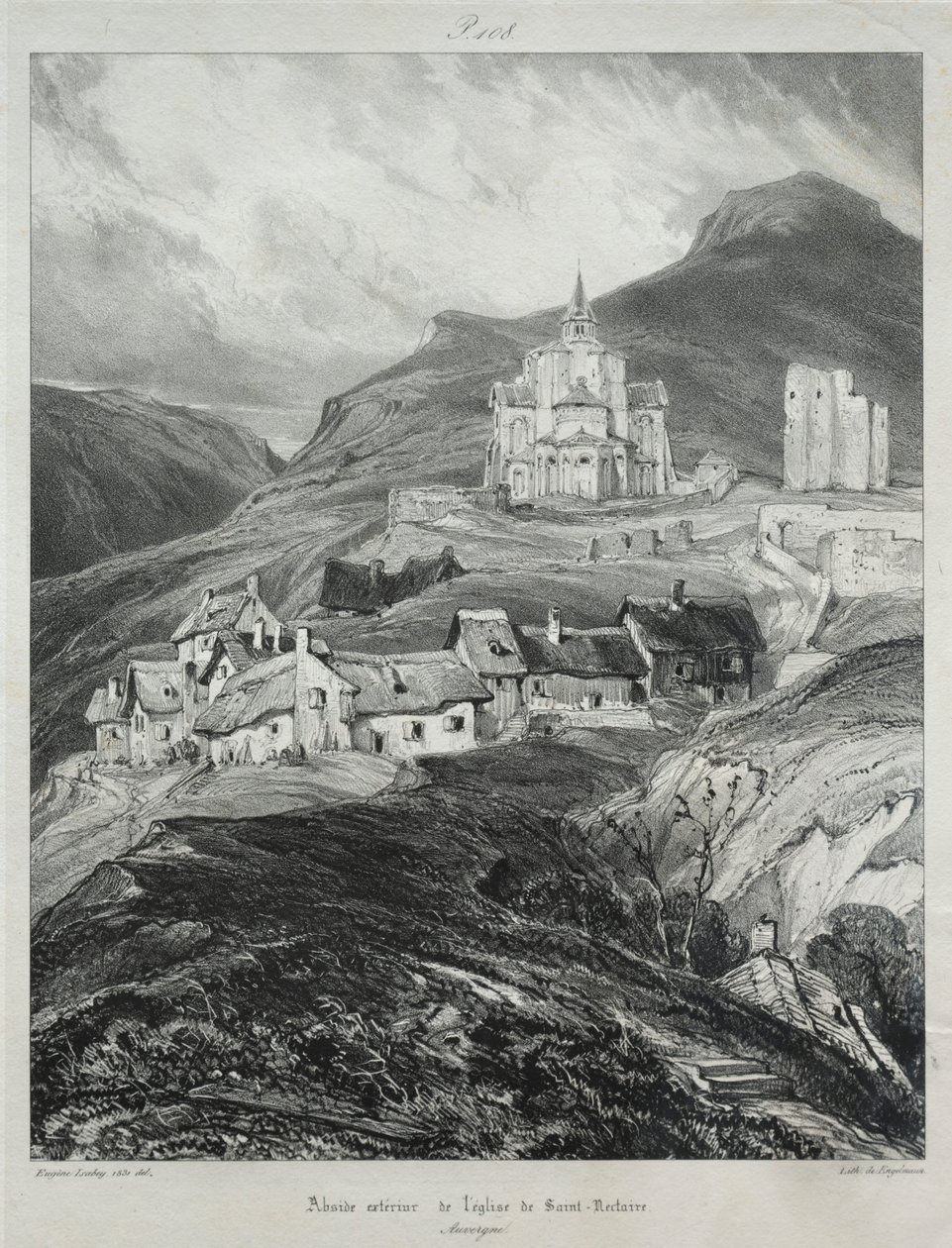 老法国风景如画的浪漫之旅，奥弗涅...，1831年。 作者 尤金·伊萨贝（Eugene Isabey）