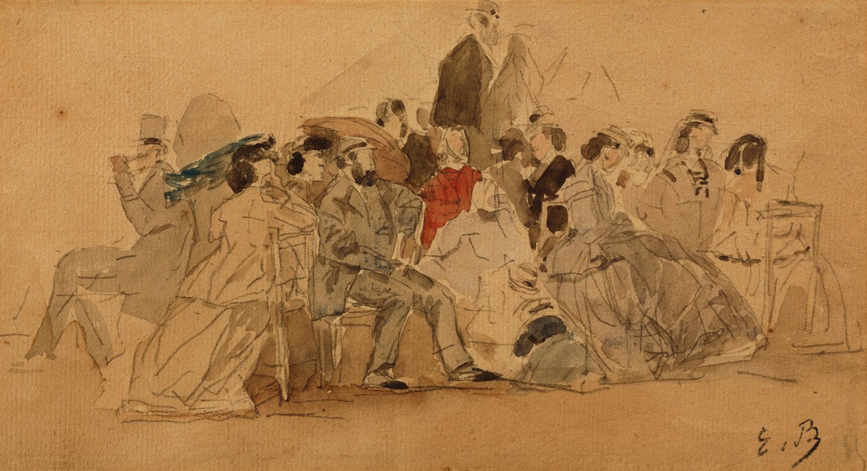 1865年在海滩上度过下午 作者 尤金·路易斯·布丁