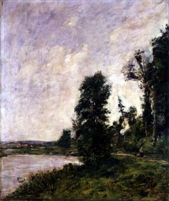 沿着图克河，约1890-91（布面油画）。 作者 尤金·路易斯·布丁