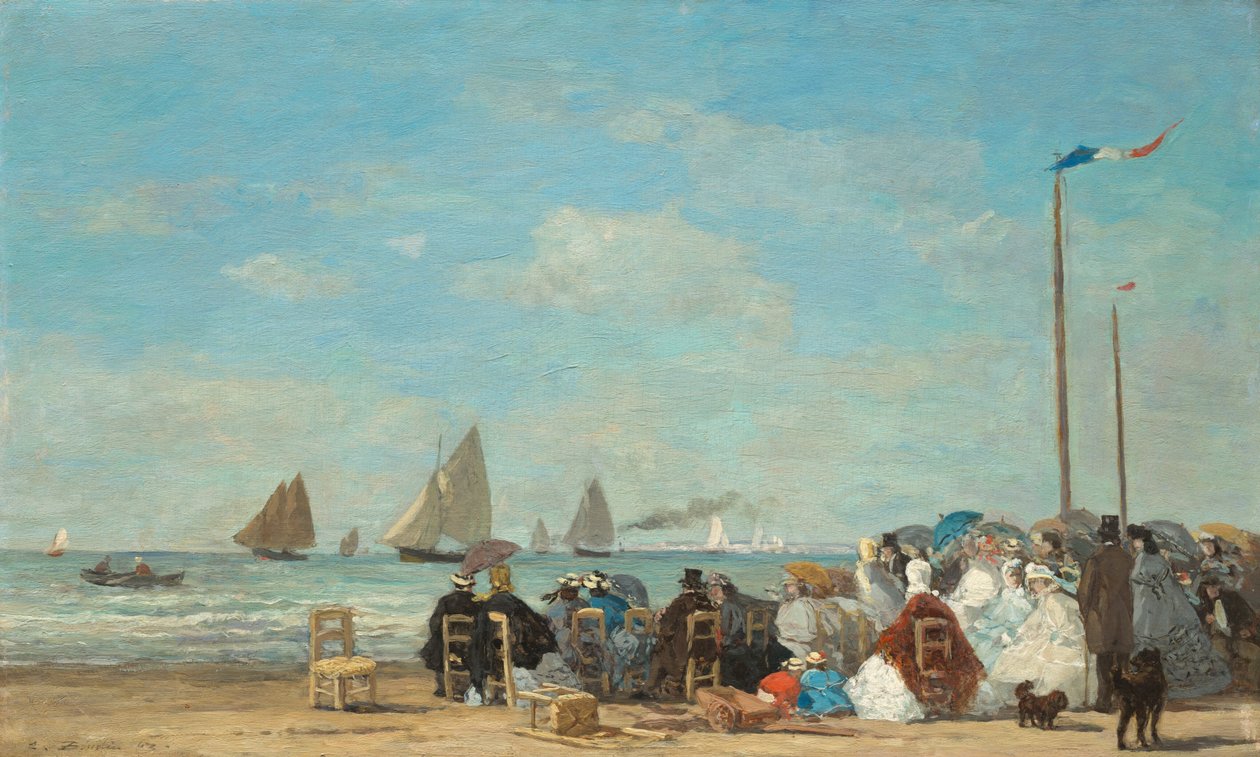 特鲁维尔的海滩景象，1863年。 作者 尤金·路易斯·布丁