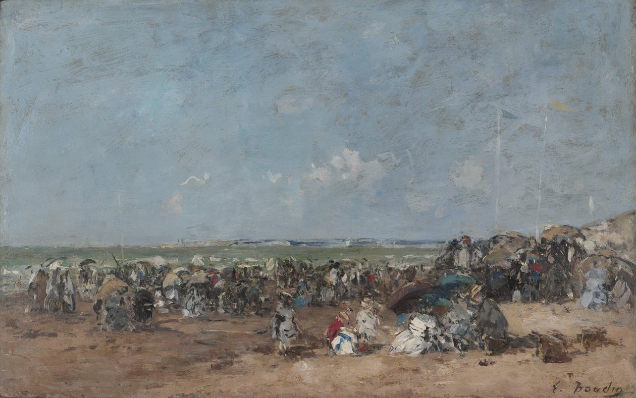 Trouville的海滩场景，1870-74 作者 尤金·路易斯·布丁