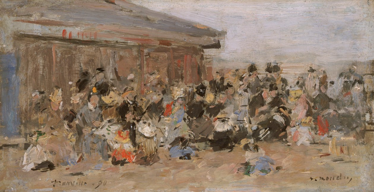 特鲁维尔的海滩》，1890年 作者 尤金·路易斯·布丁