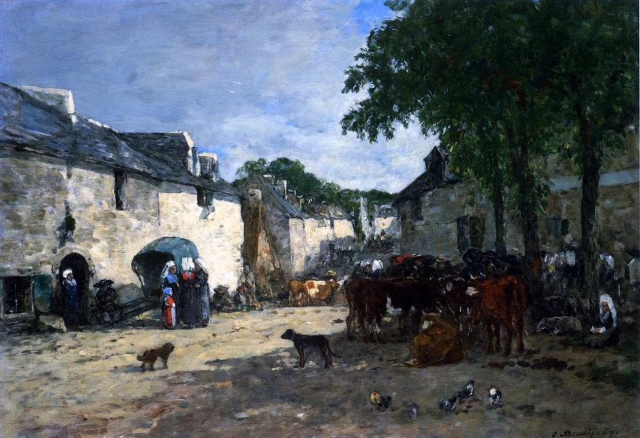 Cattle market at Daoulas, Brittany 作者 尤金·路易斯·布丁