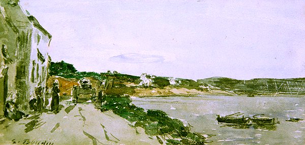 海岸风光（纸上水彩和黑色粉笔画） 作者 尤金·路易斯·布丁