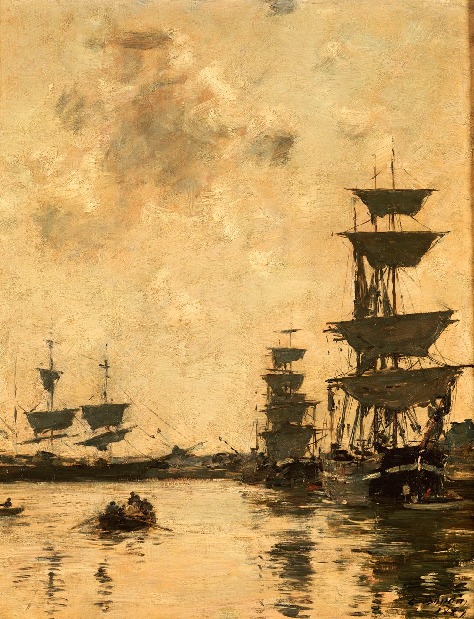 多维尔：大篷车，1887年 作者 尤金·路易斯·布丁