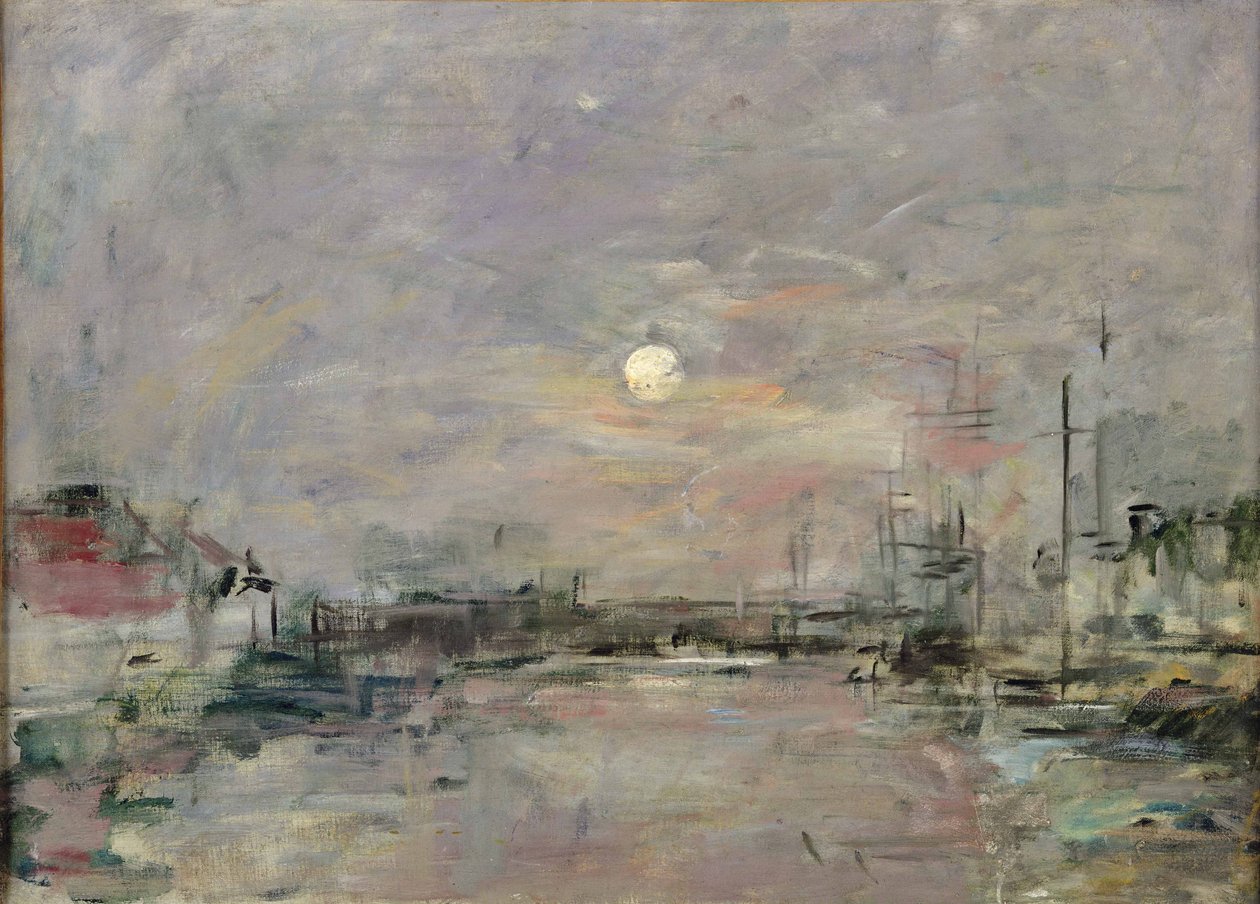 在勒阿弗尔商业码头的黄昏，c.1892-94 作者 尤金·路易斯·布丁