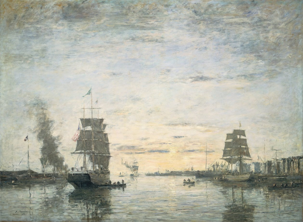 港口入口，勒阿弗尔，1883年。 作者 尤金·路易斯·布丁