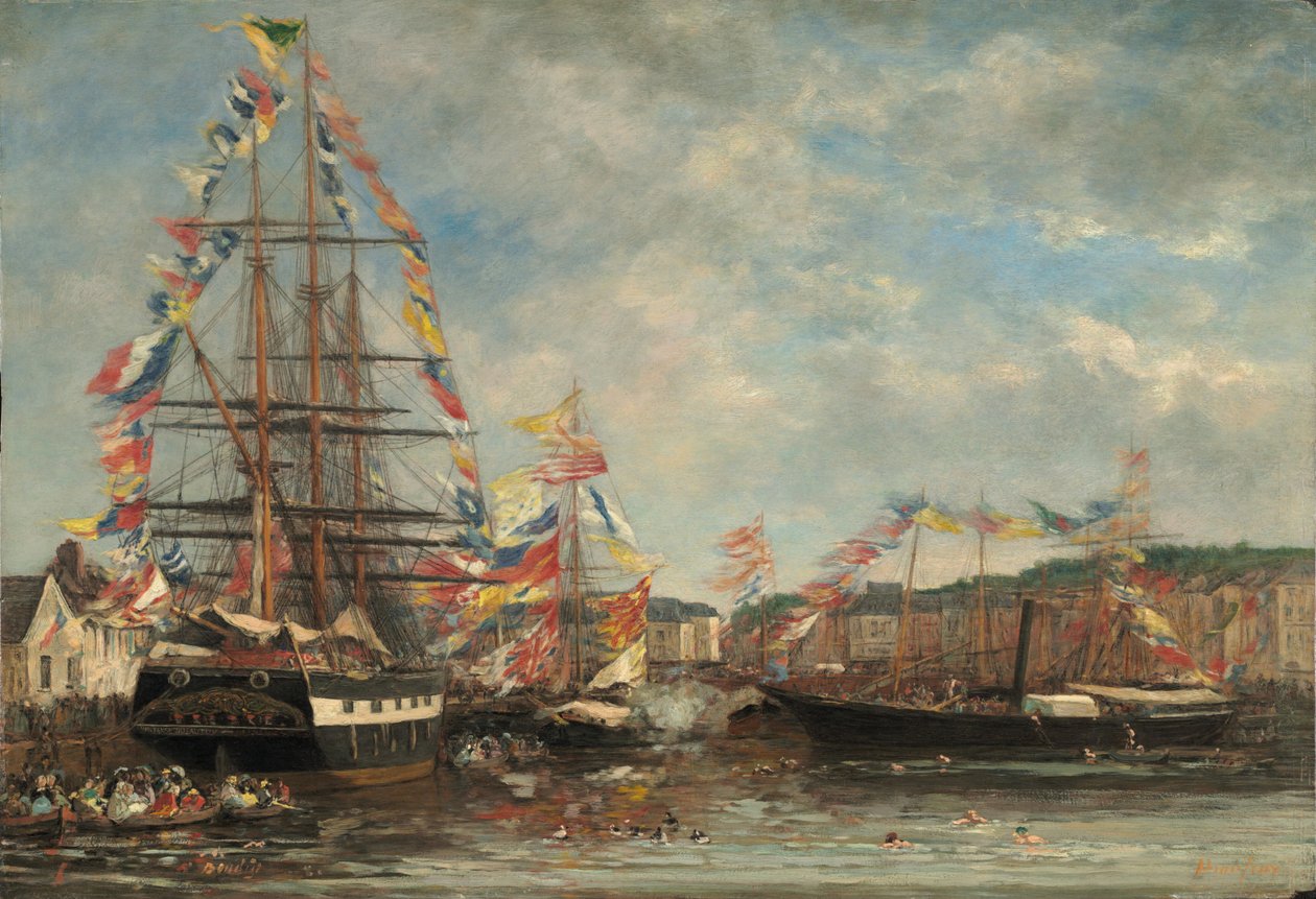 翁弗勒尔港的节日，1858年。 作者 尤金·路易斯·布丁