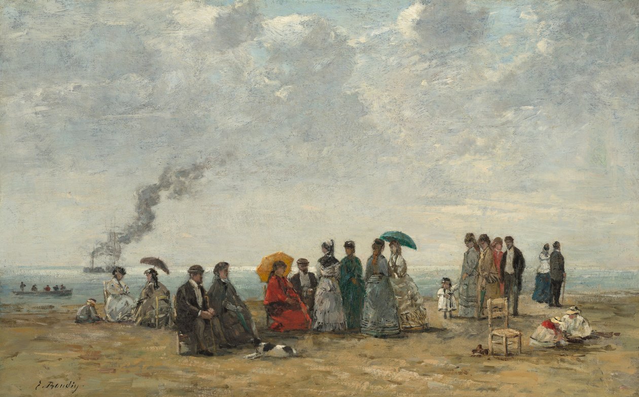 海滩上的人物，约1867-1870。 作者 尤金·路易斯·布丁