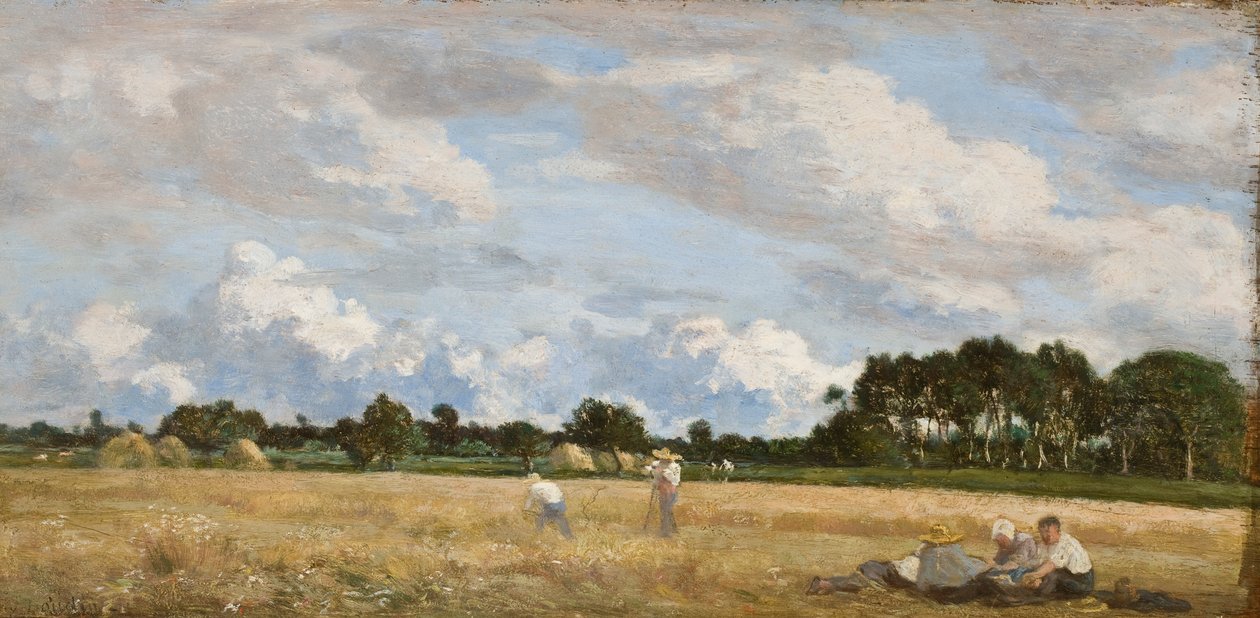 干草（Le Foins），1870-90（橡木板上的油） 作者 尤金·路易斯·布丁