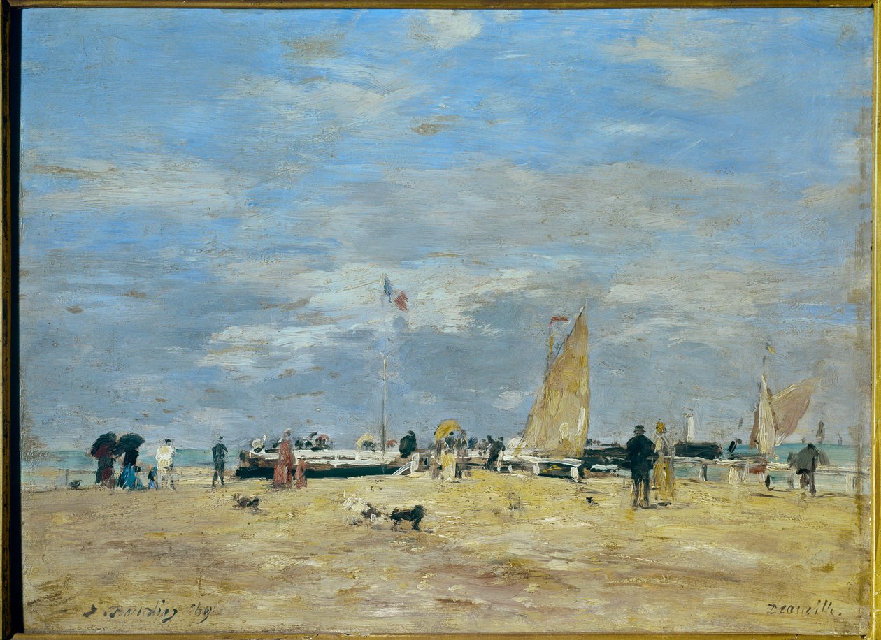 La jetee de Deauville” - Eugene Louis Boudin (1824-1898) 作画 19eme 高度：0.235 m - 宽度：0.325 m 巴黎，奥赛博物馆 作者 尤金·路易斯·布丁