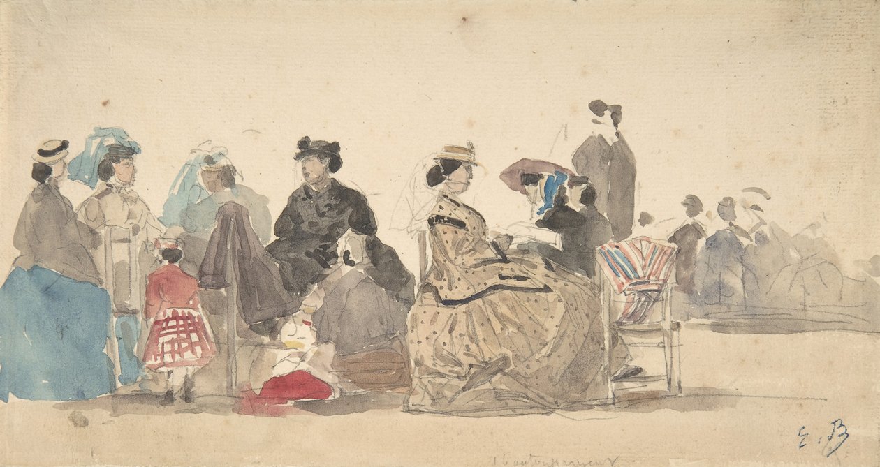 在海滩上，1865年。 作者 尤金·路易斯·布丁