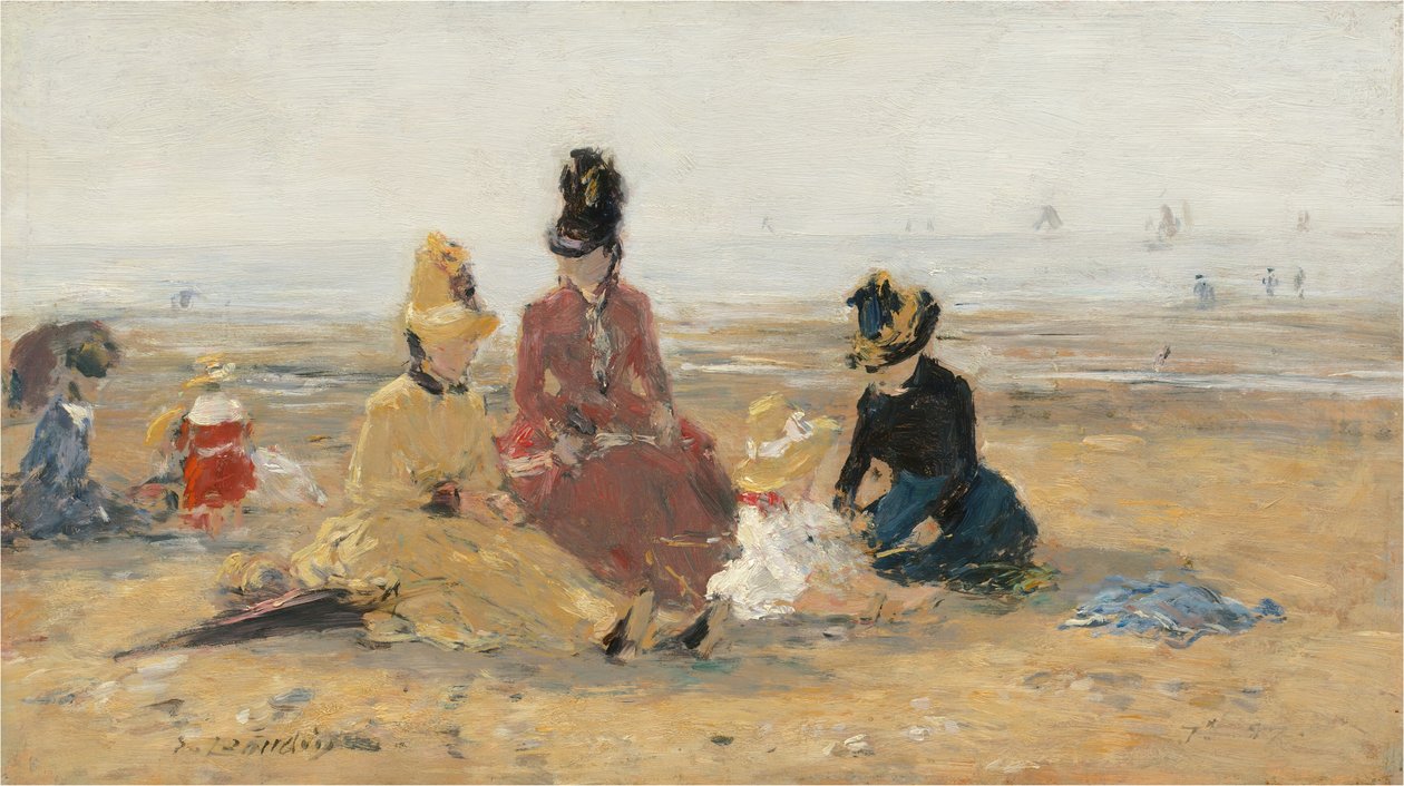 在海滩上，特鲁瓦，1887年。 作者 尤金·路易斯·布丁