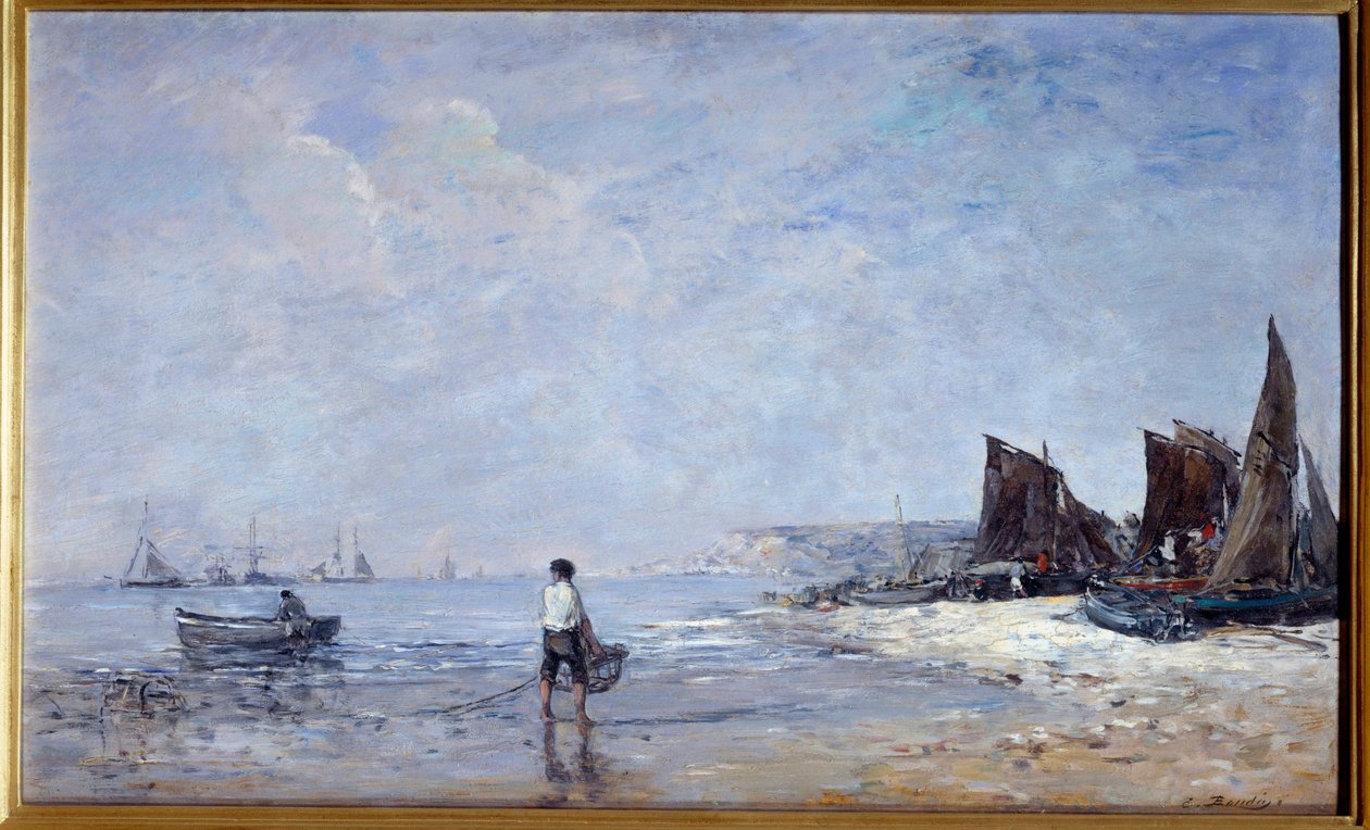 The fisherman Painting by Eugene Louis Boudin (1824-1898) 19th century Sun. 0,35x0,57 m Rouen, Musee des Beaux Arts 作者 尤金·路易斯·布丁