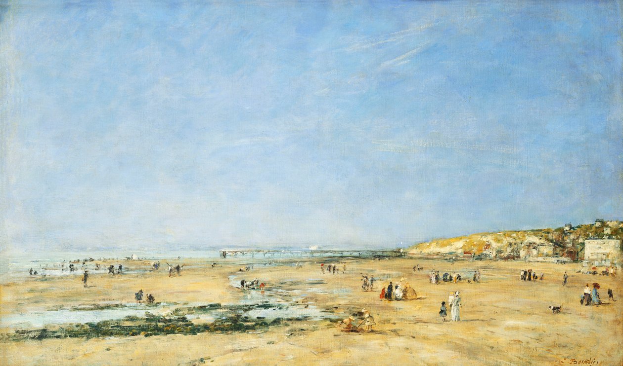 特鲁维尔，海滩全景；特鲁维尔，海滩全景，1890年 作者 尤金·路易斯·布丁