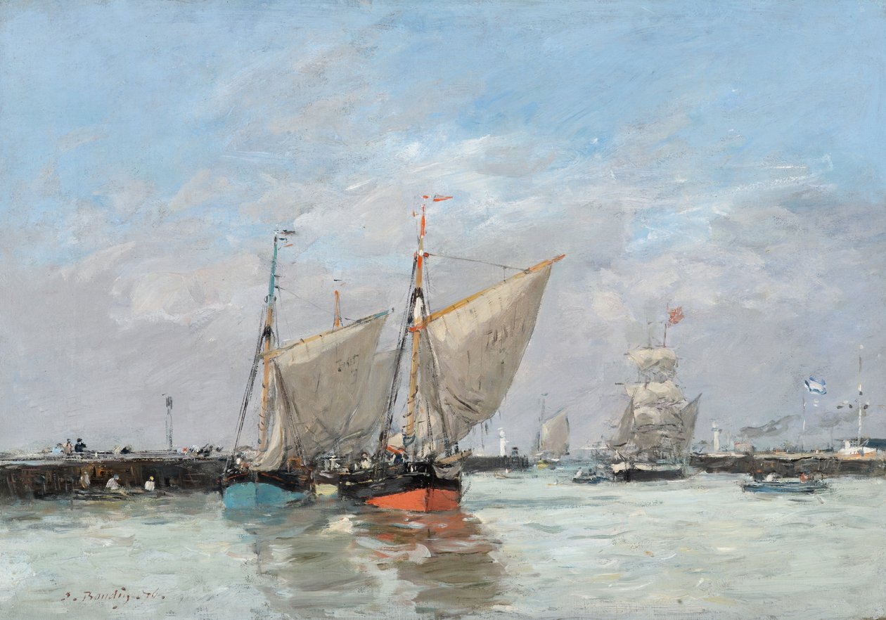 Trouville，The Jetties，High Tide，1876 作者 尤金·路易斯·布丁