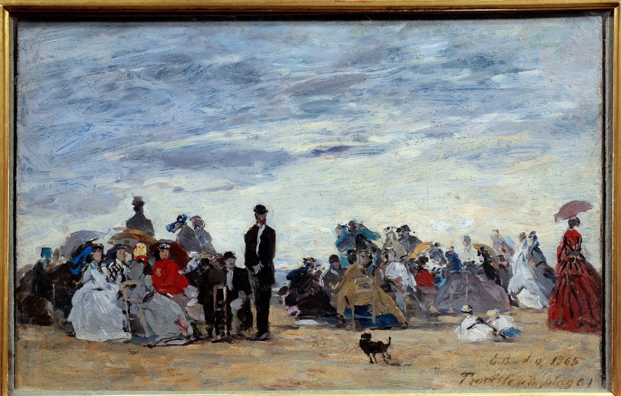 Trouville beach. Painting by Eugene Louis Boudin (1824-1898) 作者 尤金·路易斯·布丁