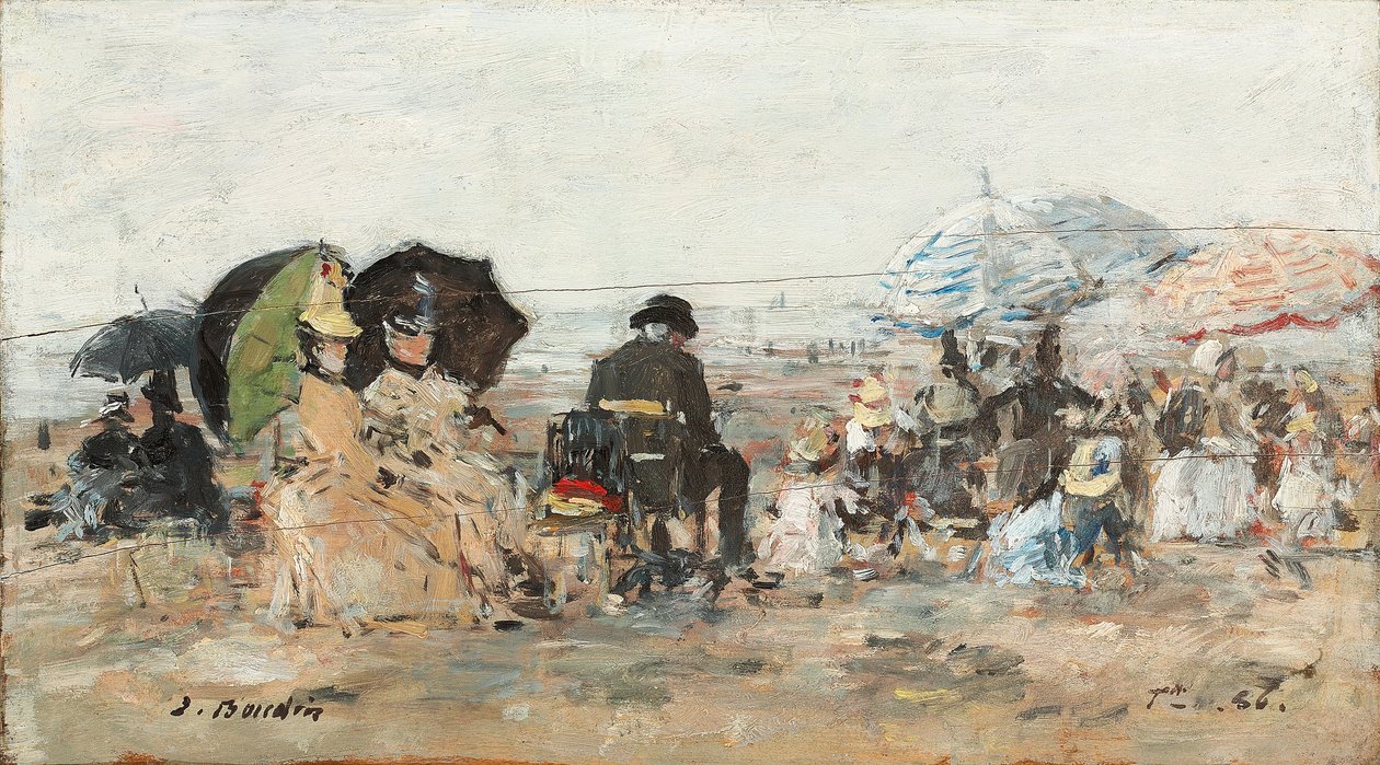 特鲁维尔，海滩场景；特劳维尔（Trouville），海滩景象，1886年 作者 尤金·路易斯·布丁