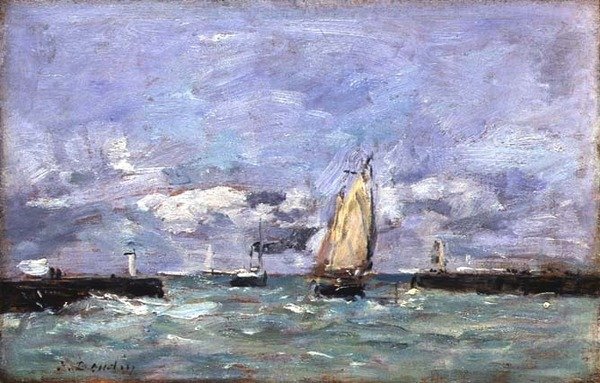 特鲁维尔，约1885-90（油画板）。 作者 尤金·路易斯·布丁