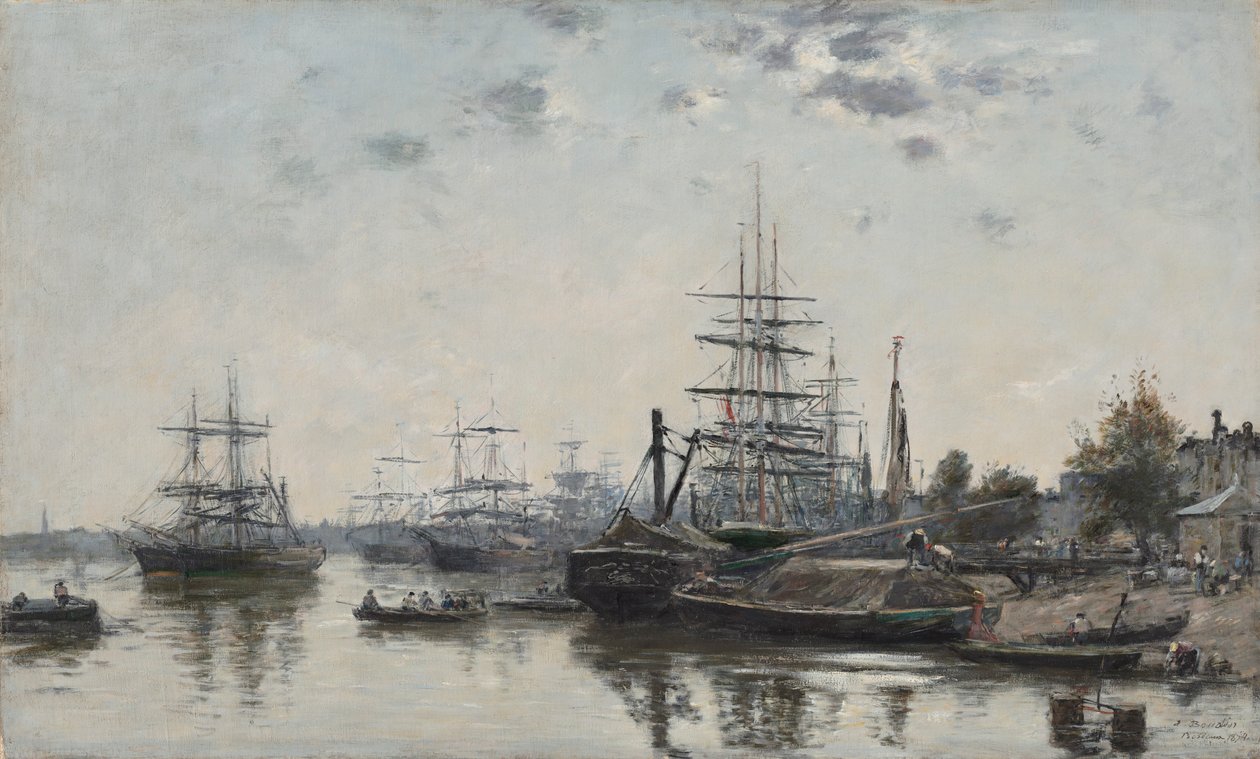 波尔多的景色，从查特仑码头（Quai des Chartrons），1874年。 作者 尤金·路易斯·布丁
