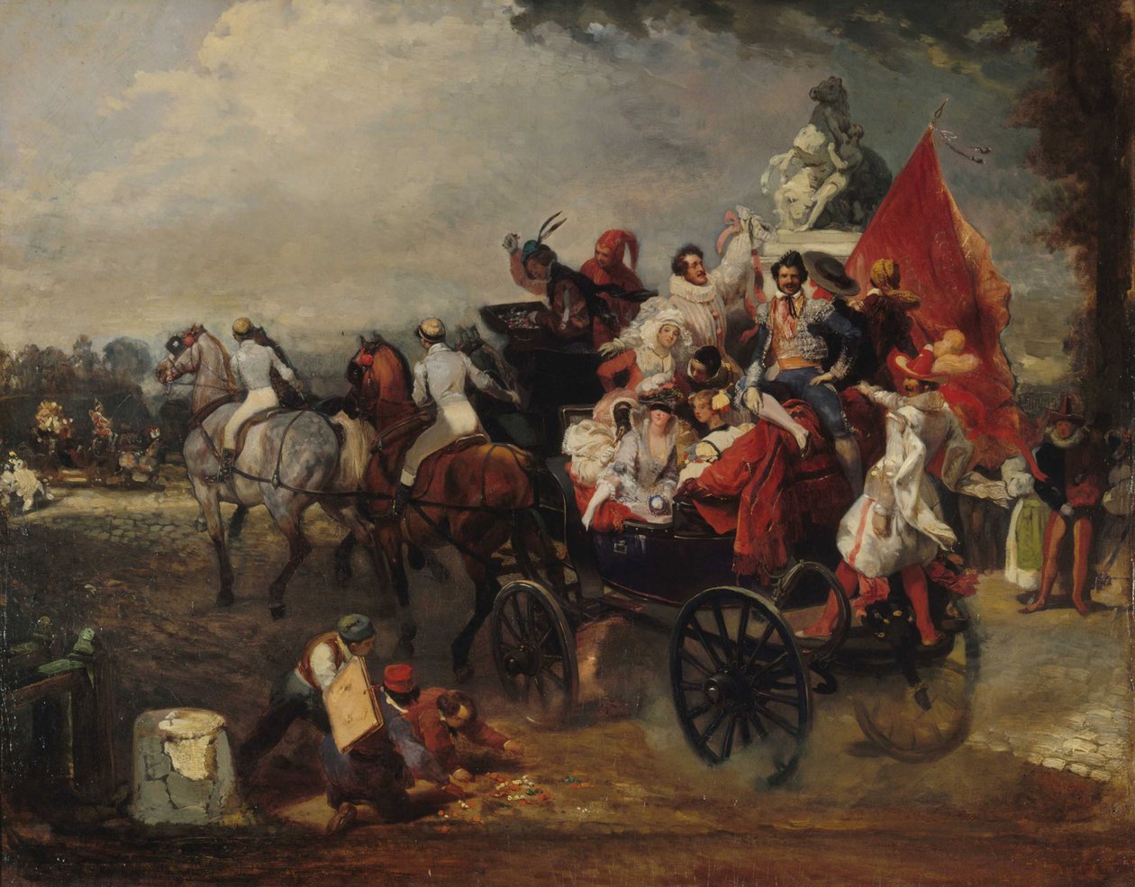 狂欢节现场，协和广场，1834年。 作者 尤金·路易斯·拉米