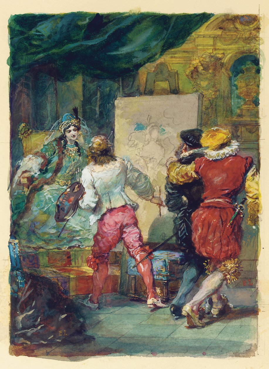 莫里哀“ s” Le Sicilien ou l“ Amour Peintre”，勒摩伊涅，编号1357 作者 尤金·路易斯·拉米