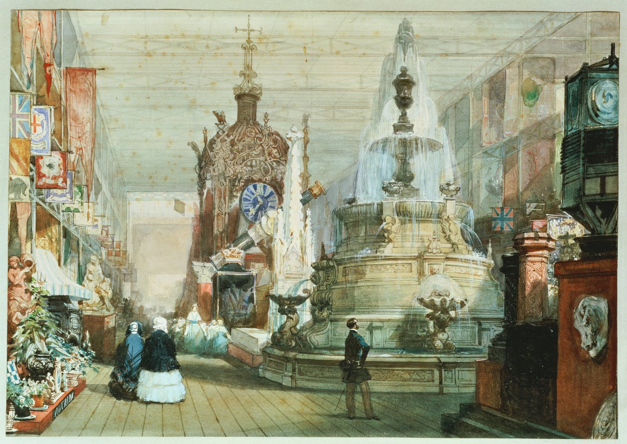 1851年，在水晶宫举行的大型展览中的英国展台，右侧的米顿展台 作者 尤金·路易斯·拉米