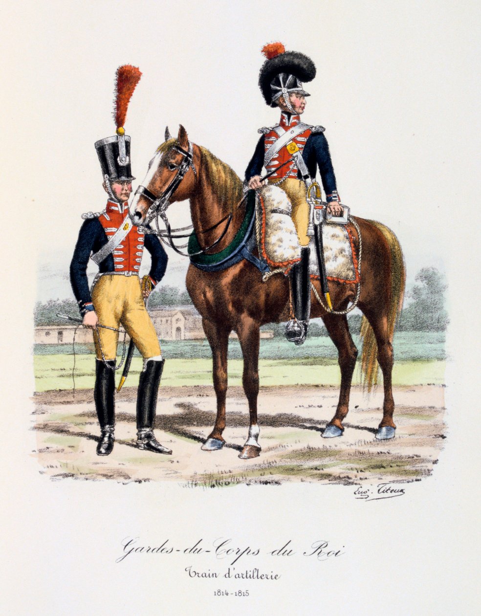 国王保镖，炮兵列车，1814-15年 作者 尤金·蒂特克斯（Eugene Titeux）