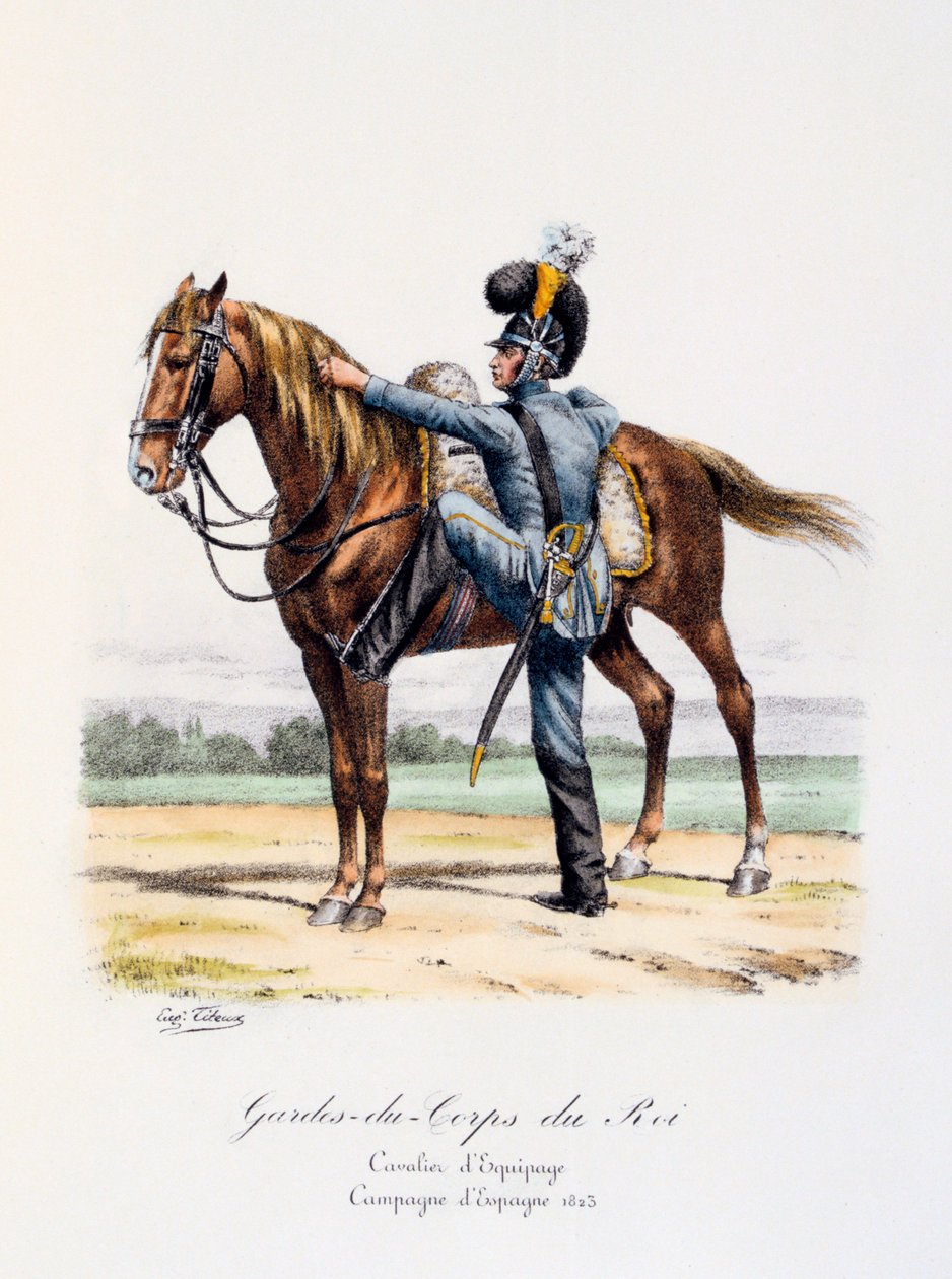 国王保镖，乘员组，西班牙战役，1823年 作者 尤金·蒂特克斯（Eugene Titeux）